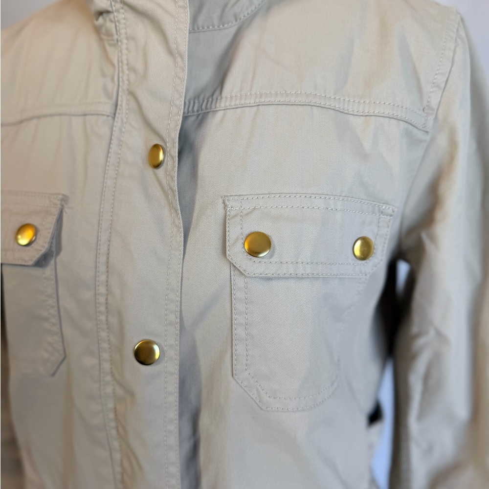 J. Crew Tan Utility Jacket with Gold Buttons - Picture 3 of 14